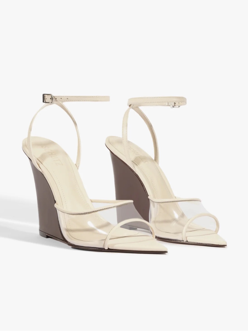 Schutz Elodie Vinyl Wedge Off White 6.5